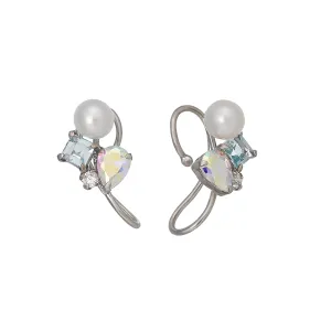 [Airy Clip-On Earrings] 10K Blue Topaz Earrings (White Gold)