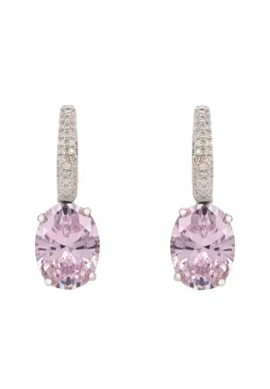 Alexandra Oval Drop Earrings Silver Morganite