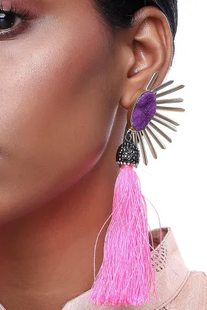 Alloy Large Dangle Earrings in Pink