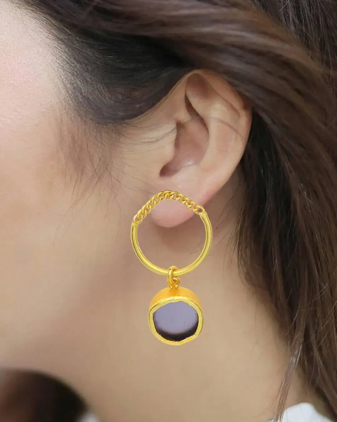 Amethyst Chain Hoops