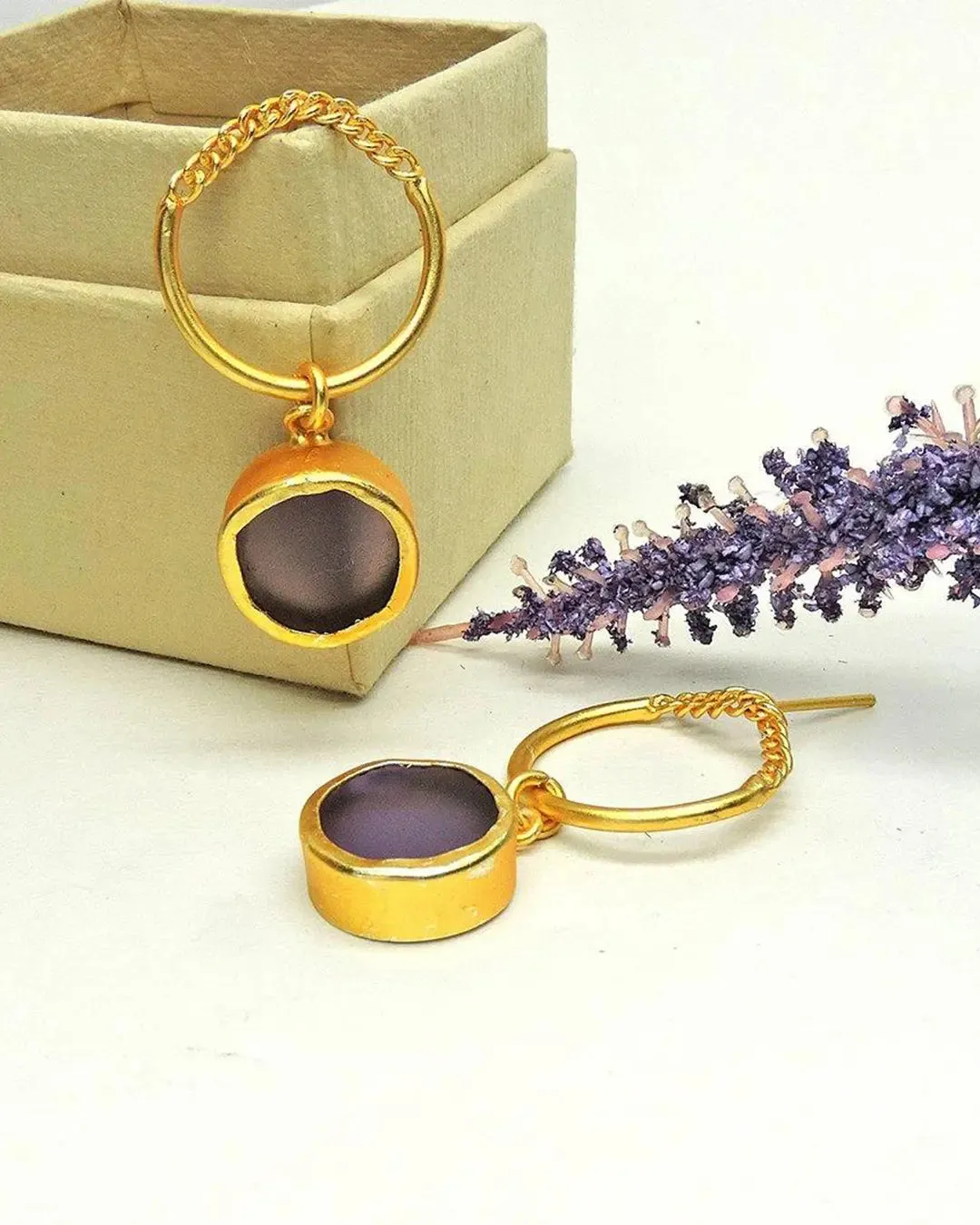 Amethyst Chain Hoops