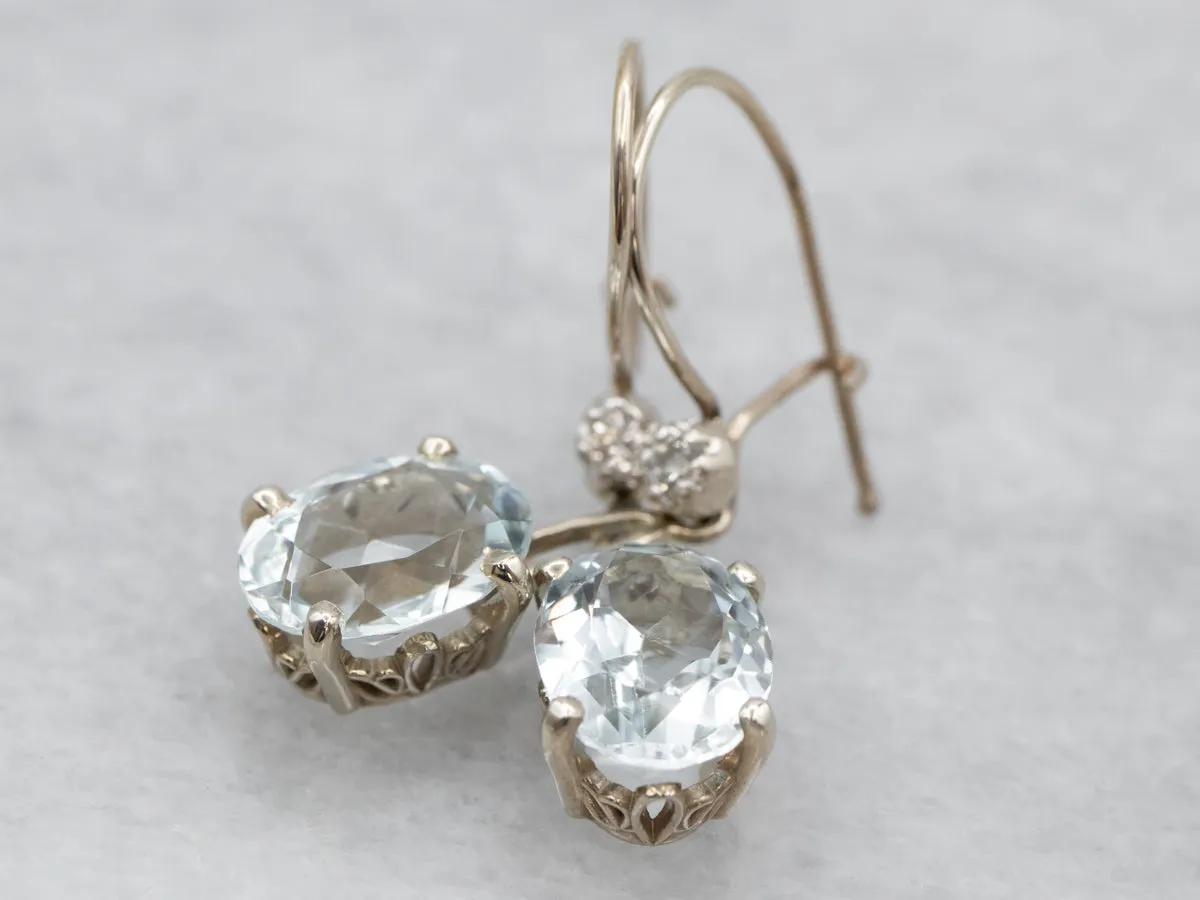 Aquamarine and Diamond Drop Earrings