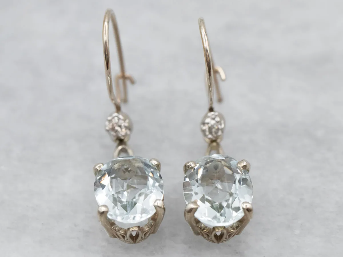 Aquamarine and Diamond Drop Earrings