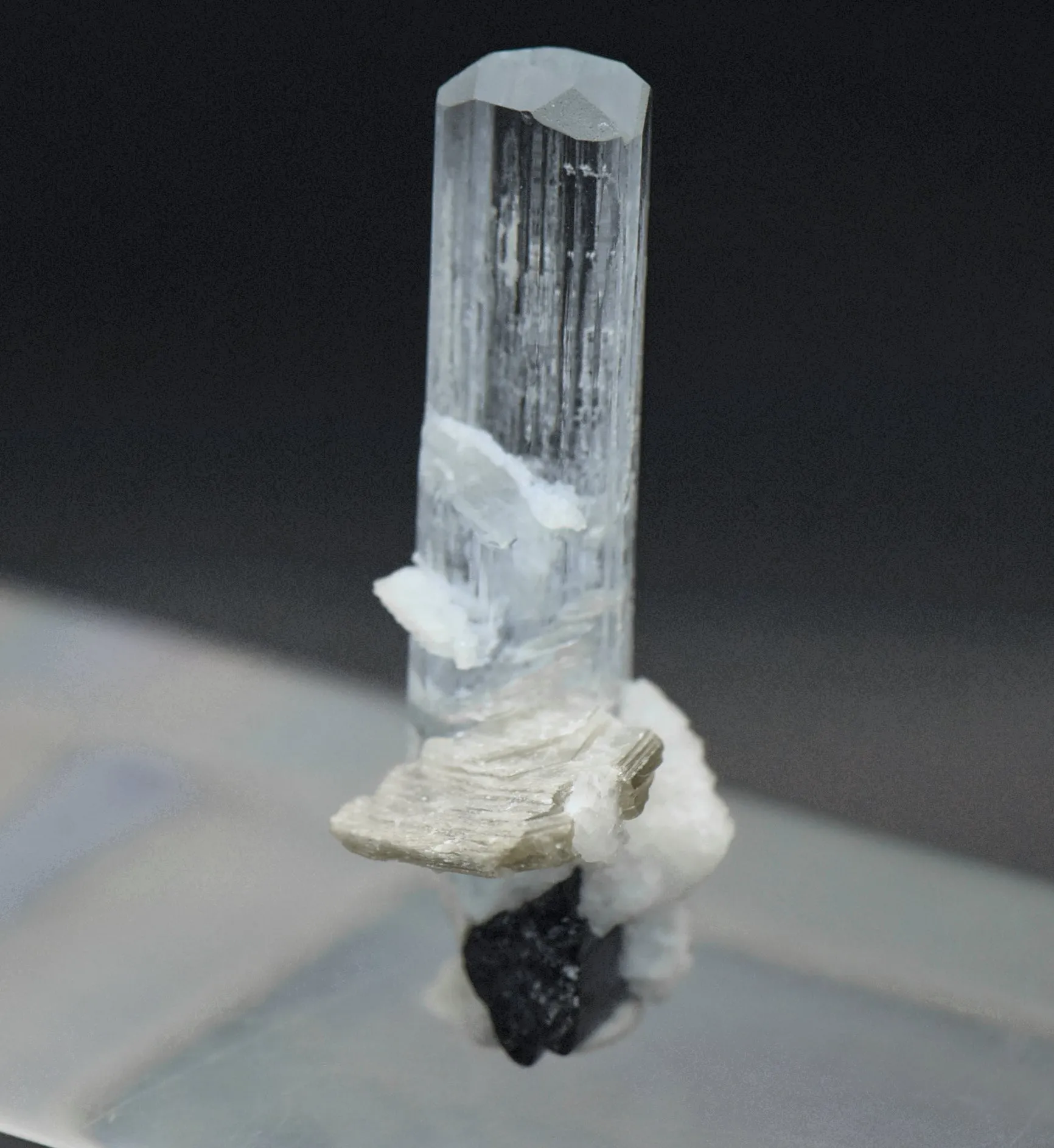 Aquamarine Crystal with Mica and Black Tourmaline Mineral Specimen - Pakistan
