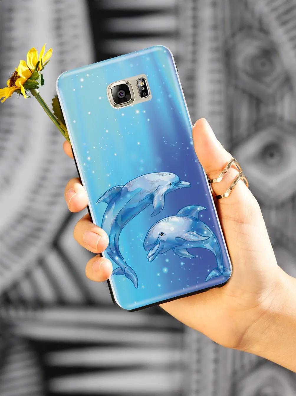 Aquamarine Dolphin Duo - White Case