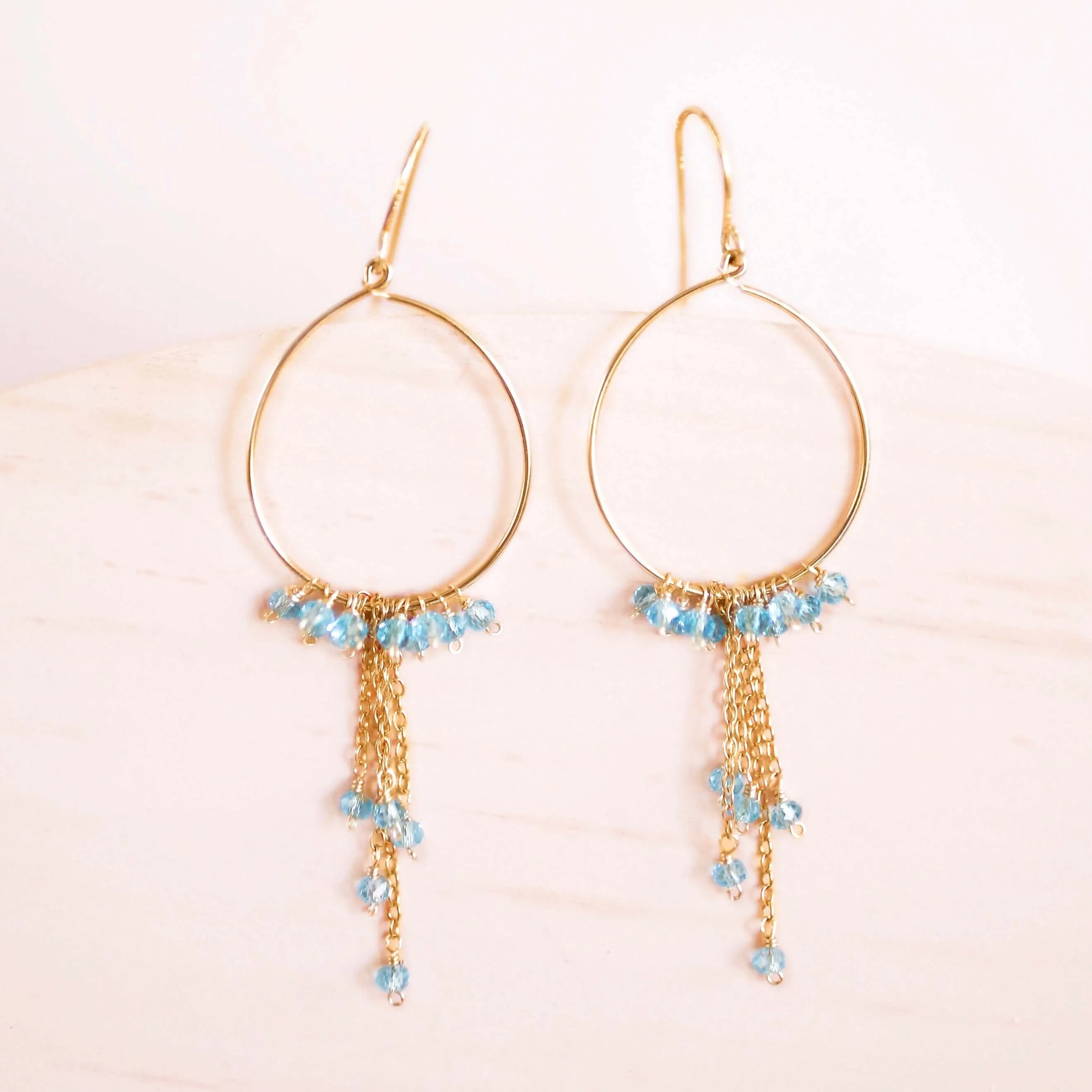Aquamarine Mini Swing Hoop Earrings