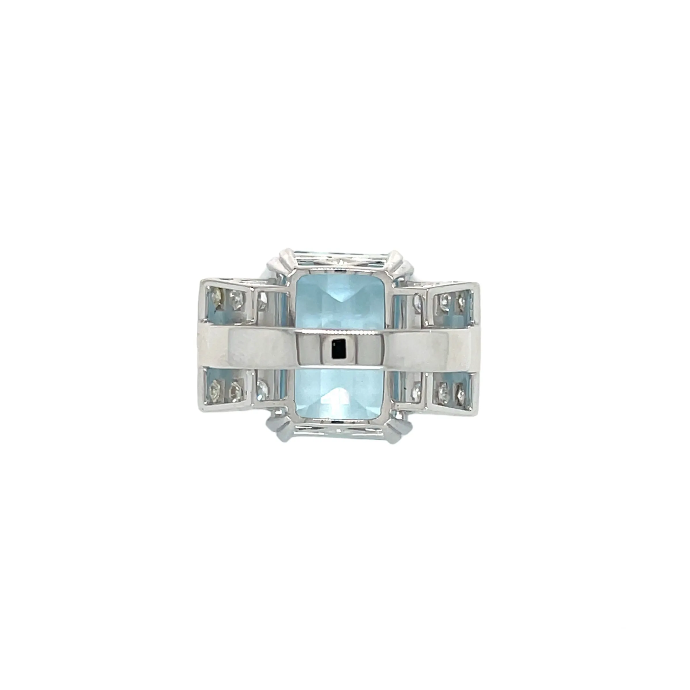 Art Deco 12 Carat Aquamarine Diamond Sapphire Gold Ring