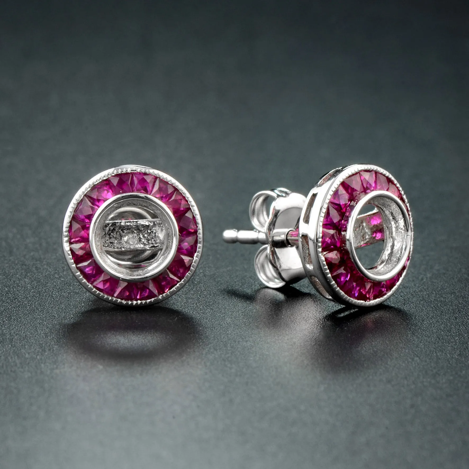 Art Deco Reproduction Aristocrat 0.93cttw Ruby Semi Mount Earrings 11021