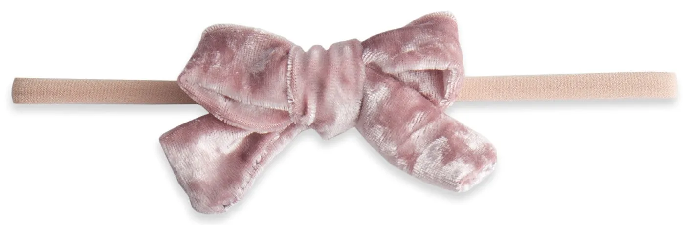 Baby Bling Mauve Velvet Bow Skinny Headband