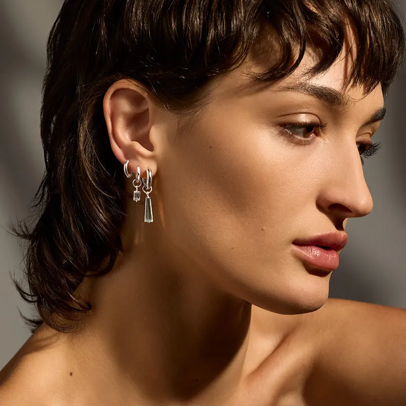 Baguette Charm, White Topaz, Silver