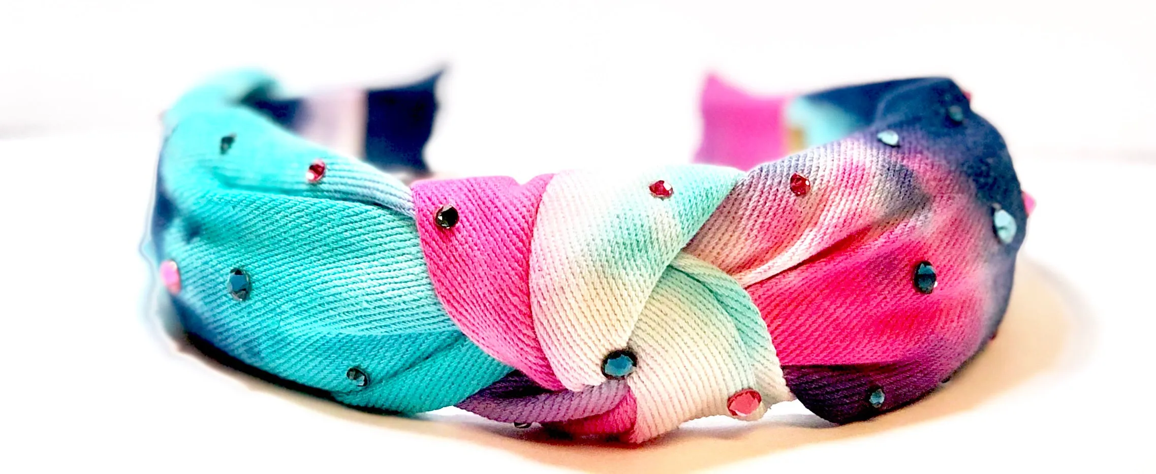 Bari Lynn Bold Tye Dye Twist Knot Headband with Crystals