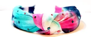 Bari Lynn Bold Tye Dye Twist Knot Headband with Crystals