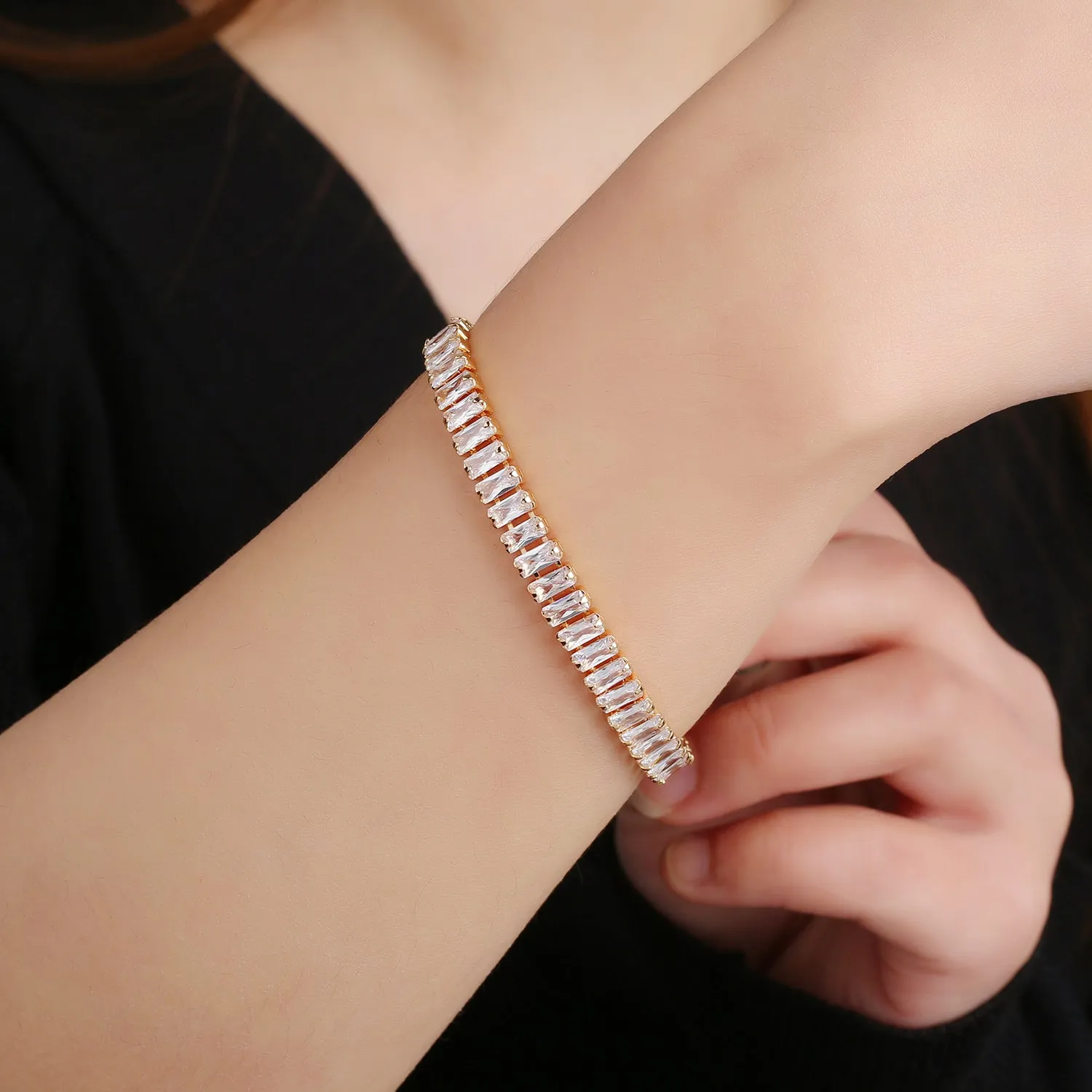 Beauty Square 5A Cubic Zirconia Bracelet Chains  for Women CK10116 Gold