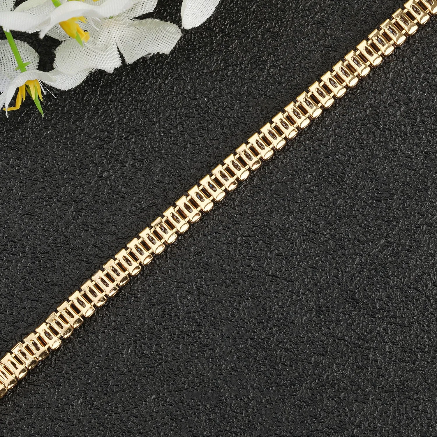 Beauty Square 5A Cubic Zirconia Bracelet Chains  for Women CK10116 Gold