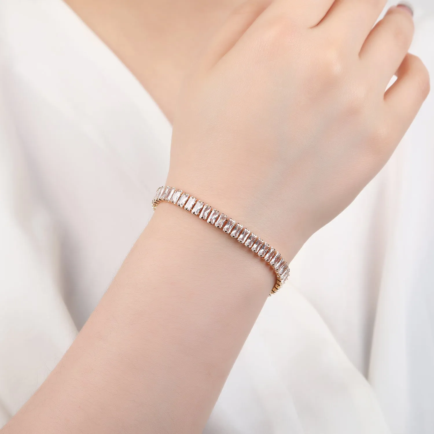 Beauty Square 5A Cubic Zirconia Bracelet Chains  for Women CK10116 Gold