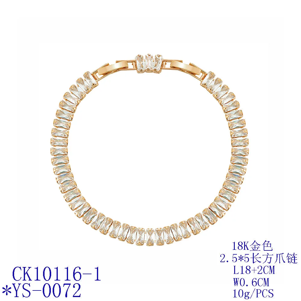 Beauty Square 5A Cubic Zirconia Bracelet Chains  for Women CK10116 Gold