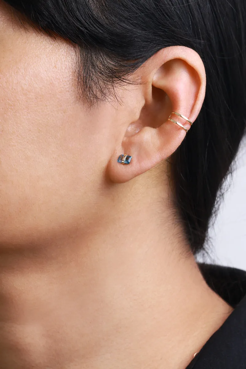 Bezel Wrapped London Blue Topaz Stud (half pair)
