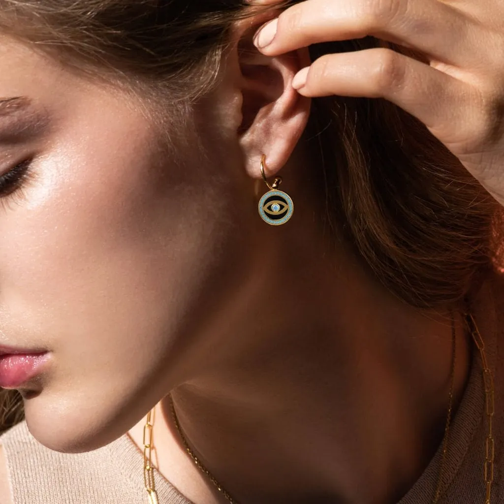 Blue Eye Enamel Earrings