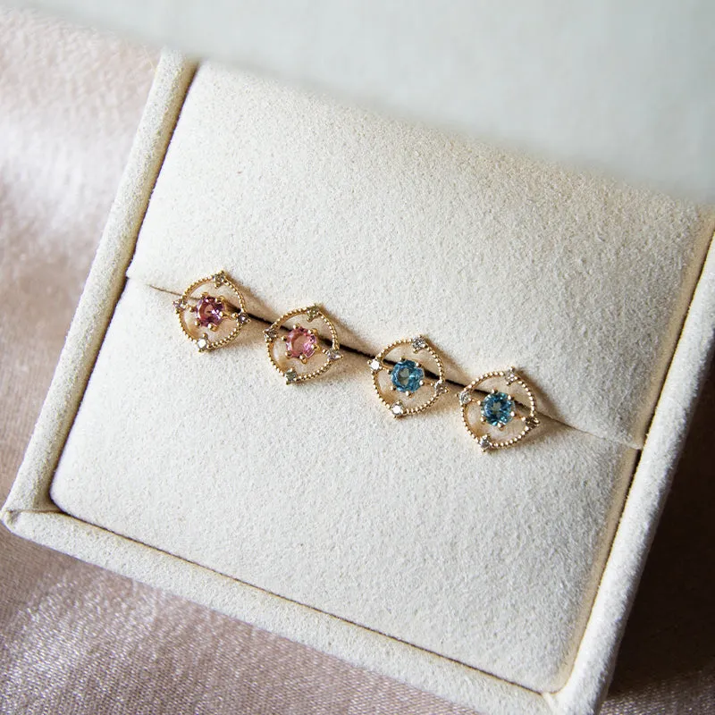 Blue Topaz & Diamond Studs