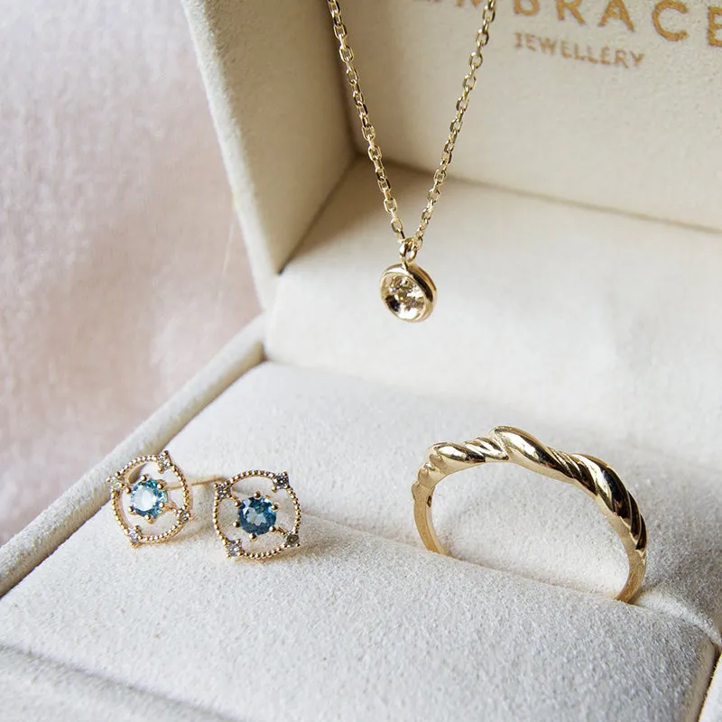 Blue Topaz & Diamond Studs