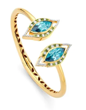 Blue Zircon Evil Eye Open Bangle