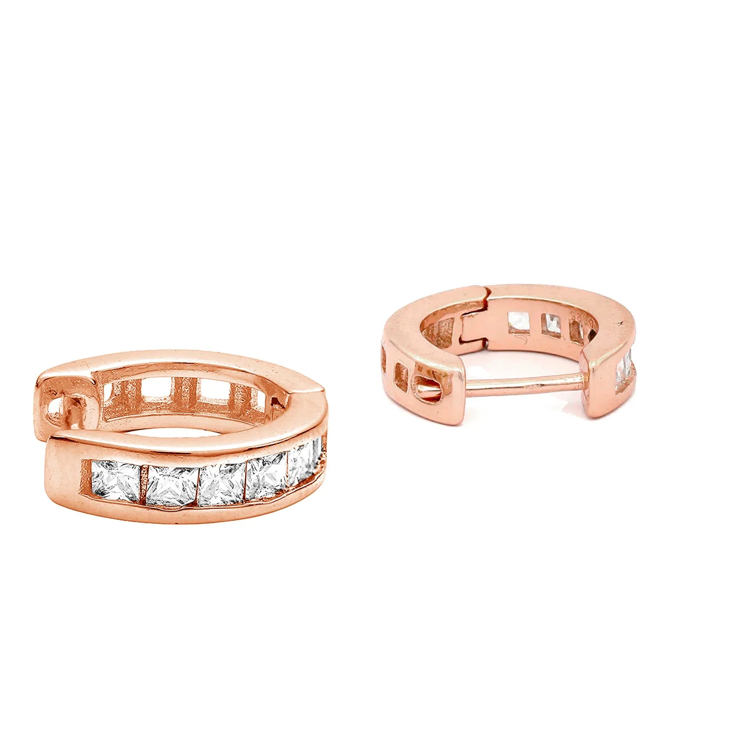 Born to Rule Rose Gold Huggie 925 Silver Earrings