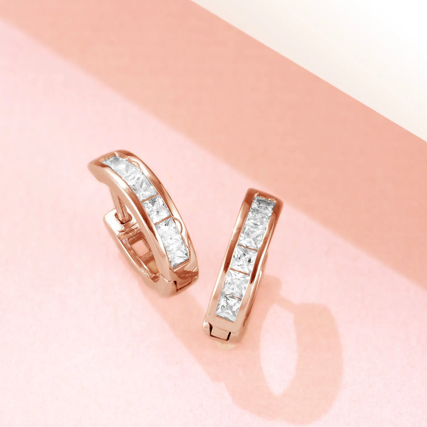 Born to Rule Rose Gold Huggie 925 Silver Earrings
