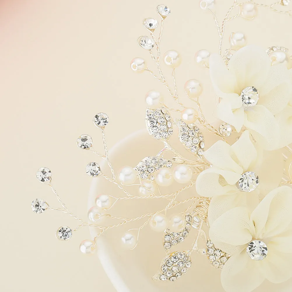 Bridal Wedding Tiara Pearl Rhinestone Hair Comb
