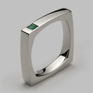 Bright Light Engagement Ring in Platinum & Emerald, Size O1/2