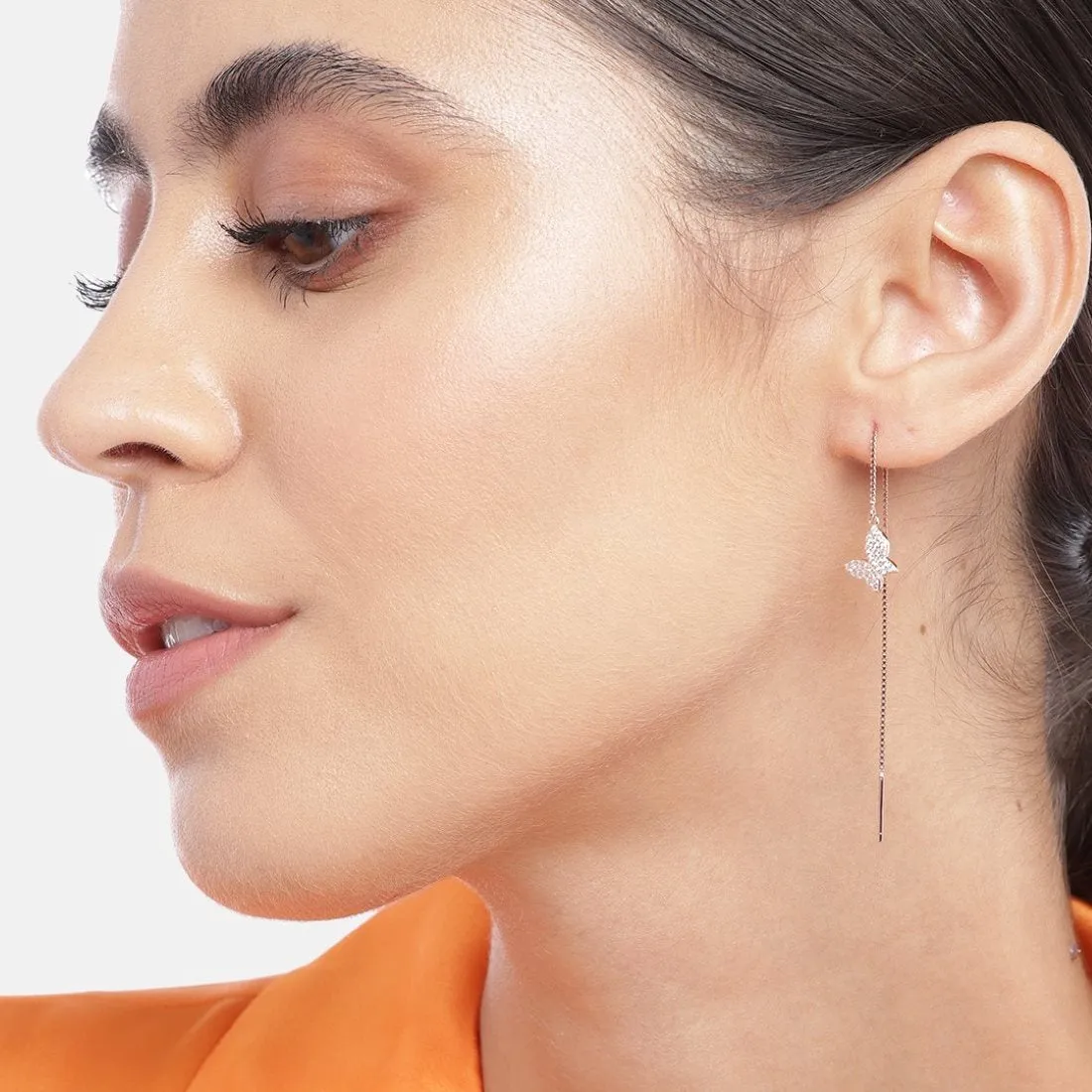 Butterfly CZ Rose-Gold Plated 925 Sterling Silver Earring