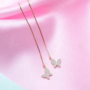 Butterfly CZ Rose-Gold Plated 925 Sterling Silver Earring