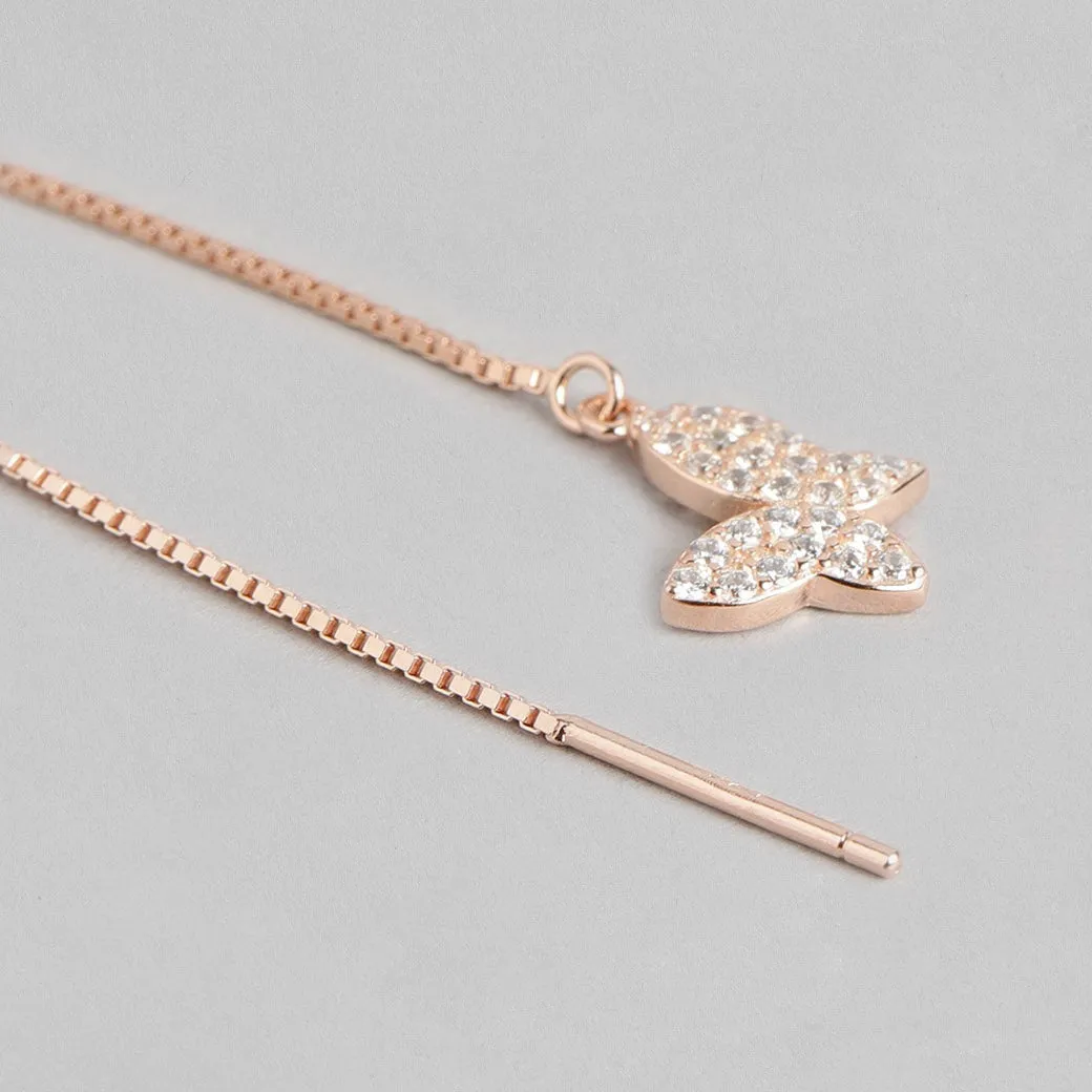 Butterfly CZ Rose-Gold Plated 925 Sterling Silver Earring