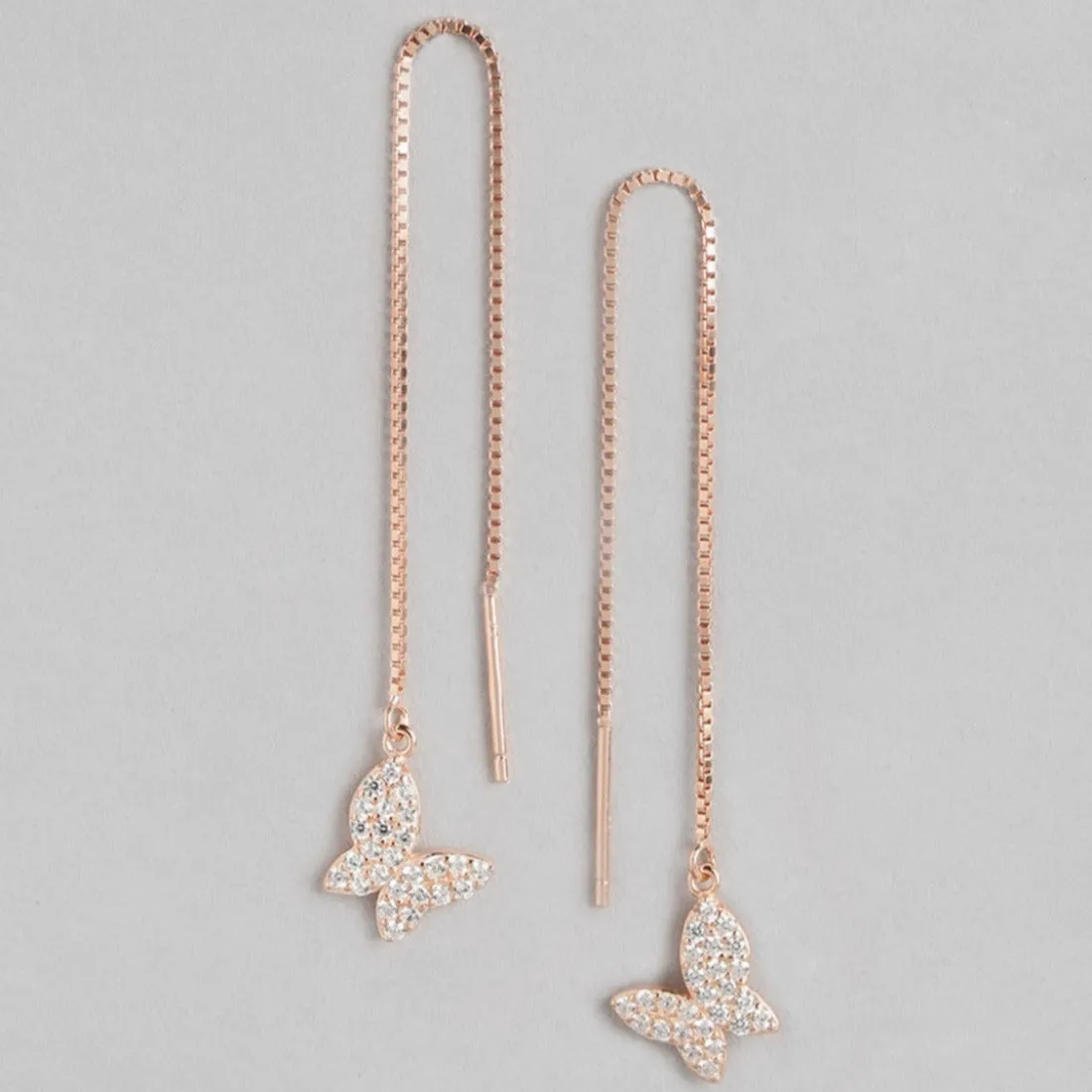 Butterfly CZ Rose-Gold Plated 925 Sterling Silver Earring