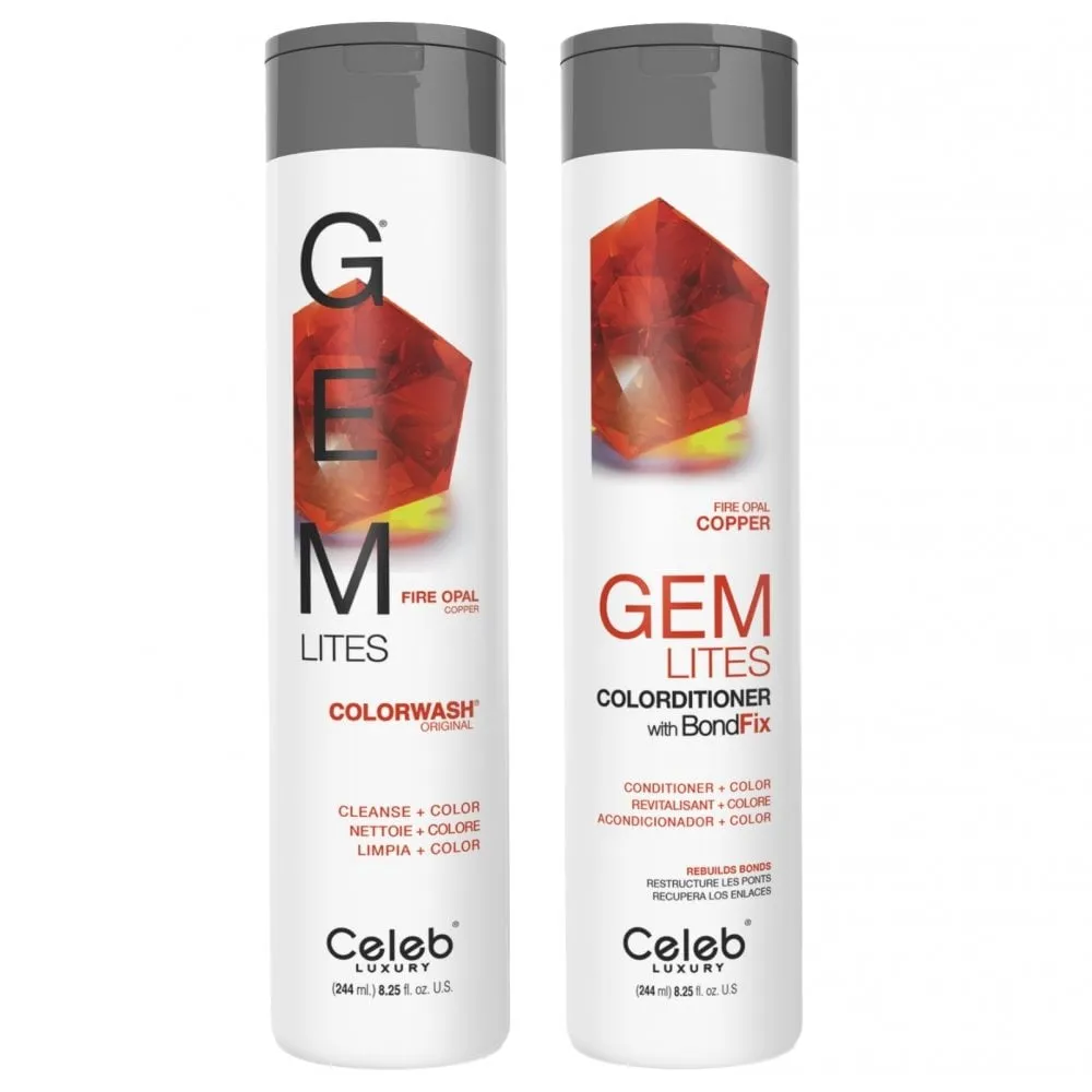 Celeb Luxury Gem Lites Color Wash Original Fire Opal & Colorditioner Twin 2 x 244ml