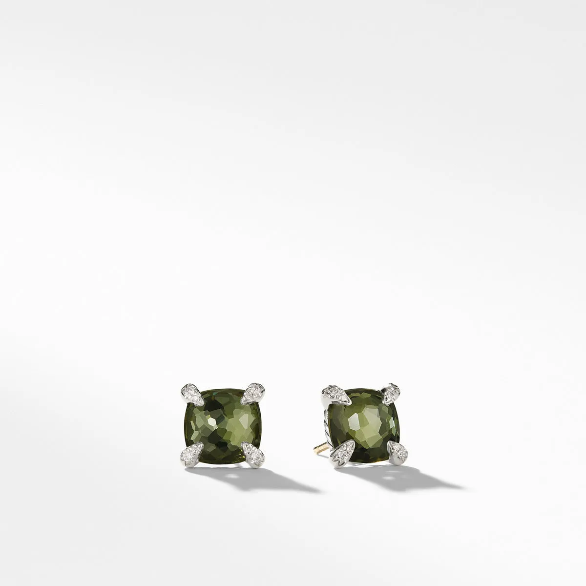 Chatelaine Earrings with Green Orchid and Diamonds