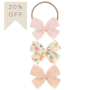 Chiffon Bow 3 Pack: Blush Headbands
