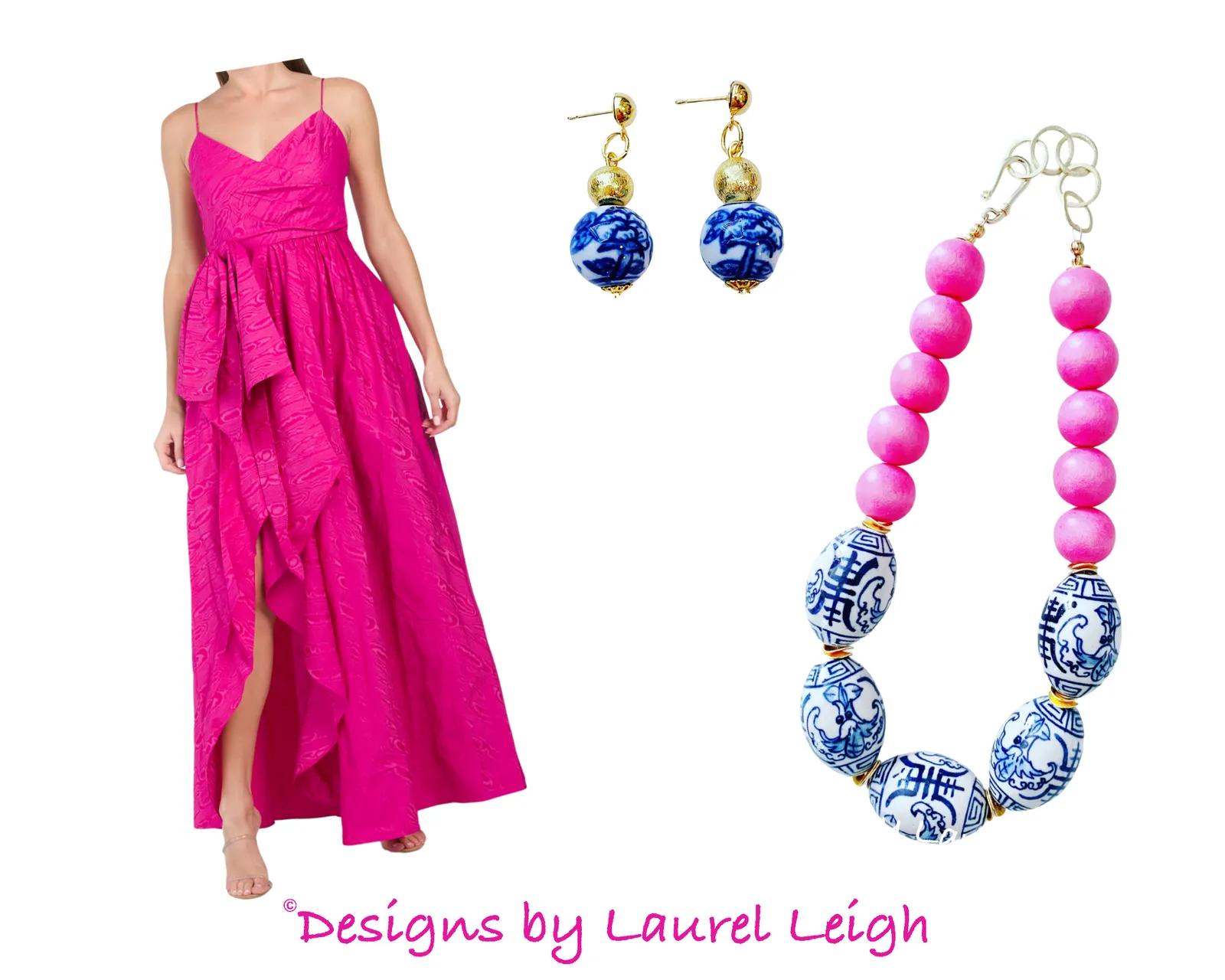 Chinoiserie Vintage Floral Gold Drop Earrings