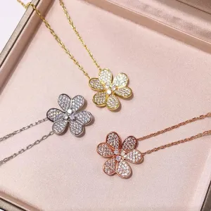 Color Full Zircon Flower Pendants Fashion Brand Jewelry Necklaces For Women S839554