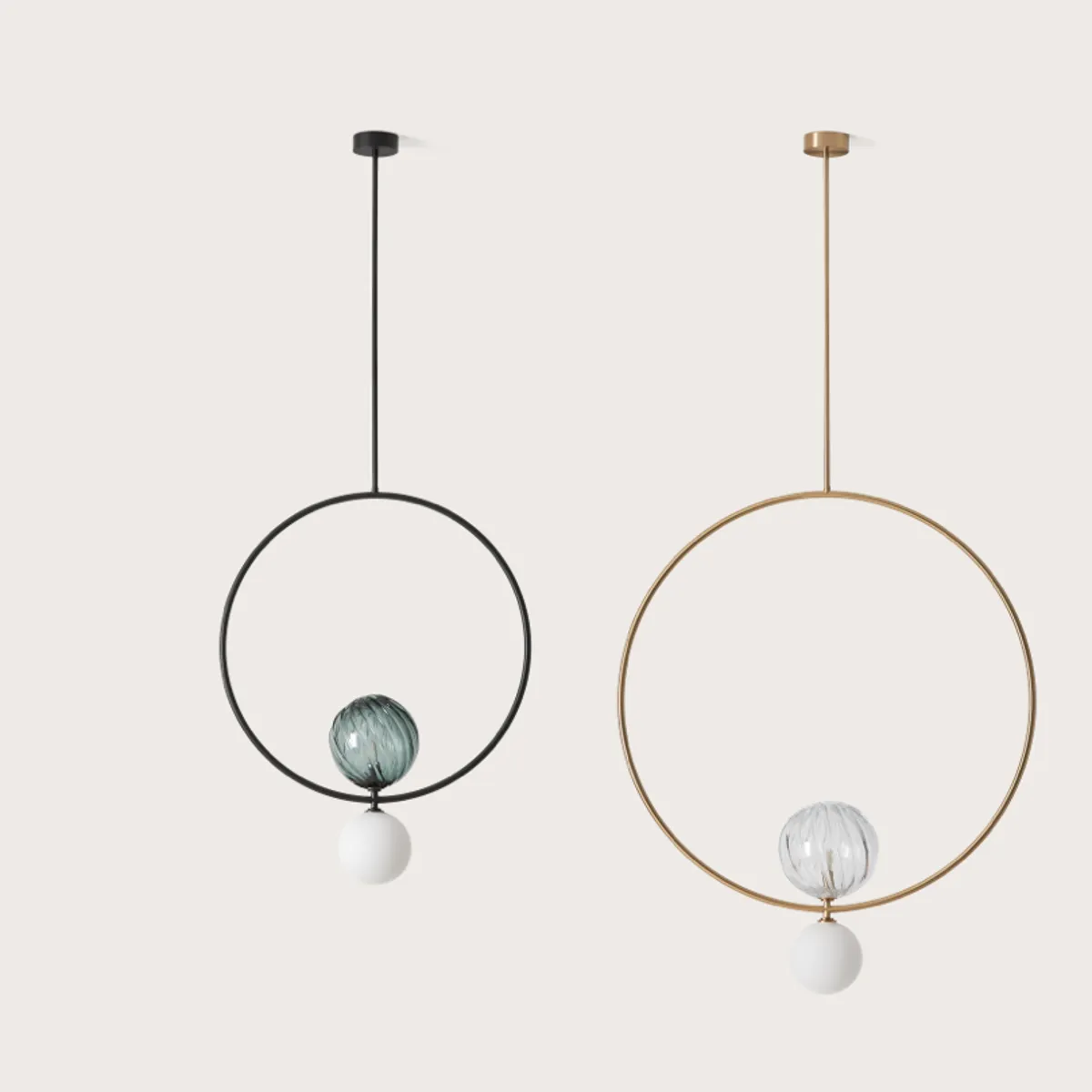 Contemporary Metal Ring Pendant with Glass Diffuser