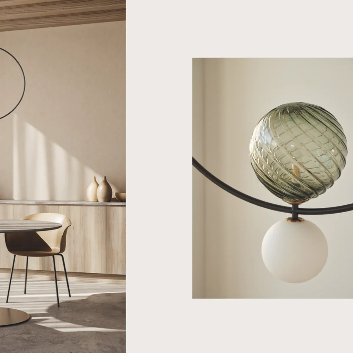 Contemporary Metal Ring Pendant with Glass Diffuser
