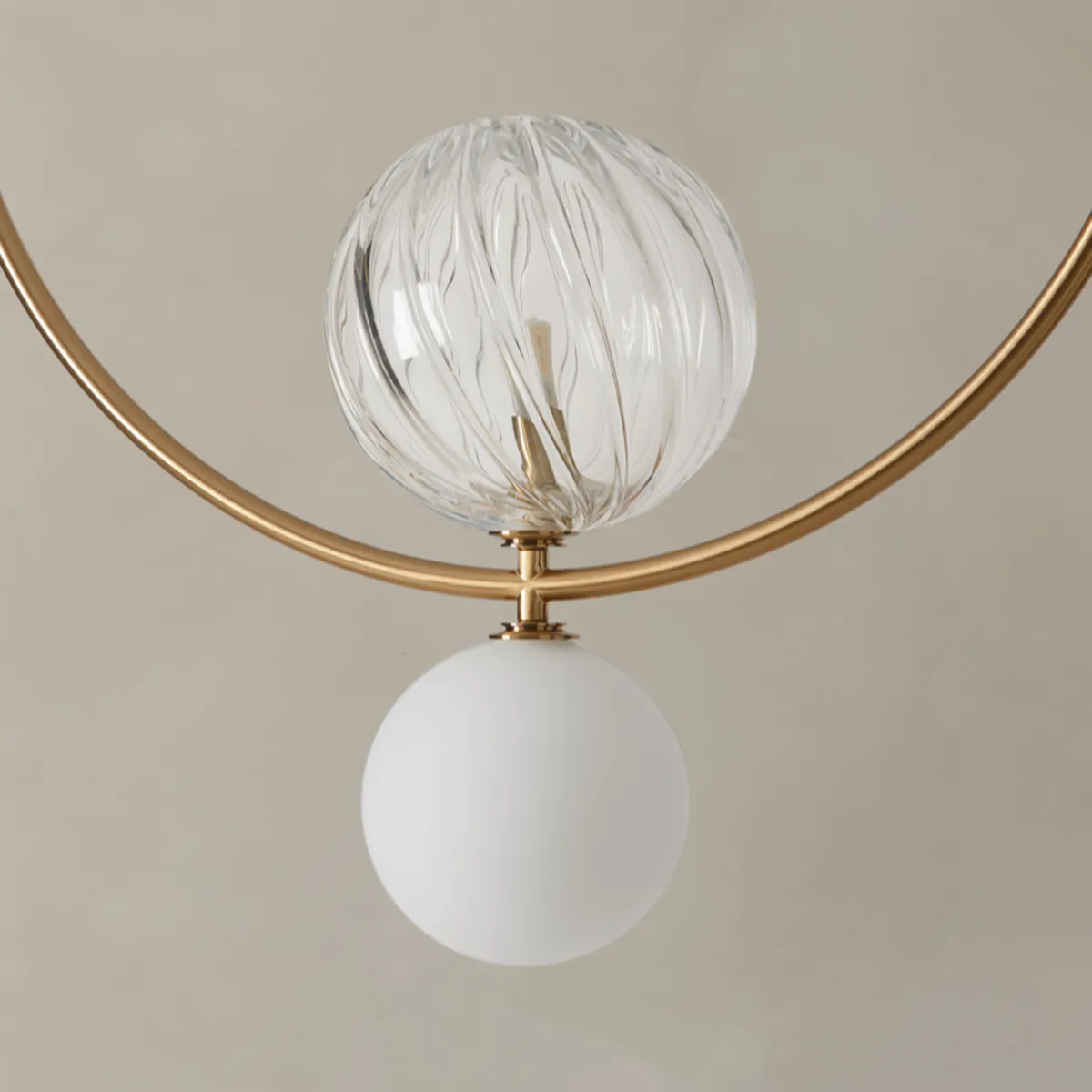 Contemporary Metal Ring Pendant with Glass Diffuser