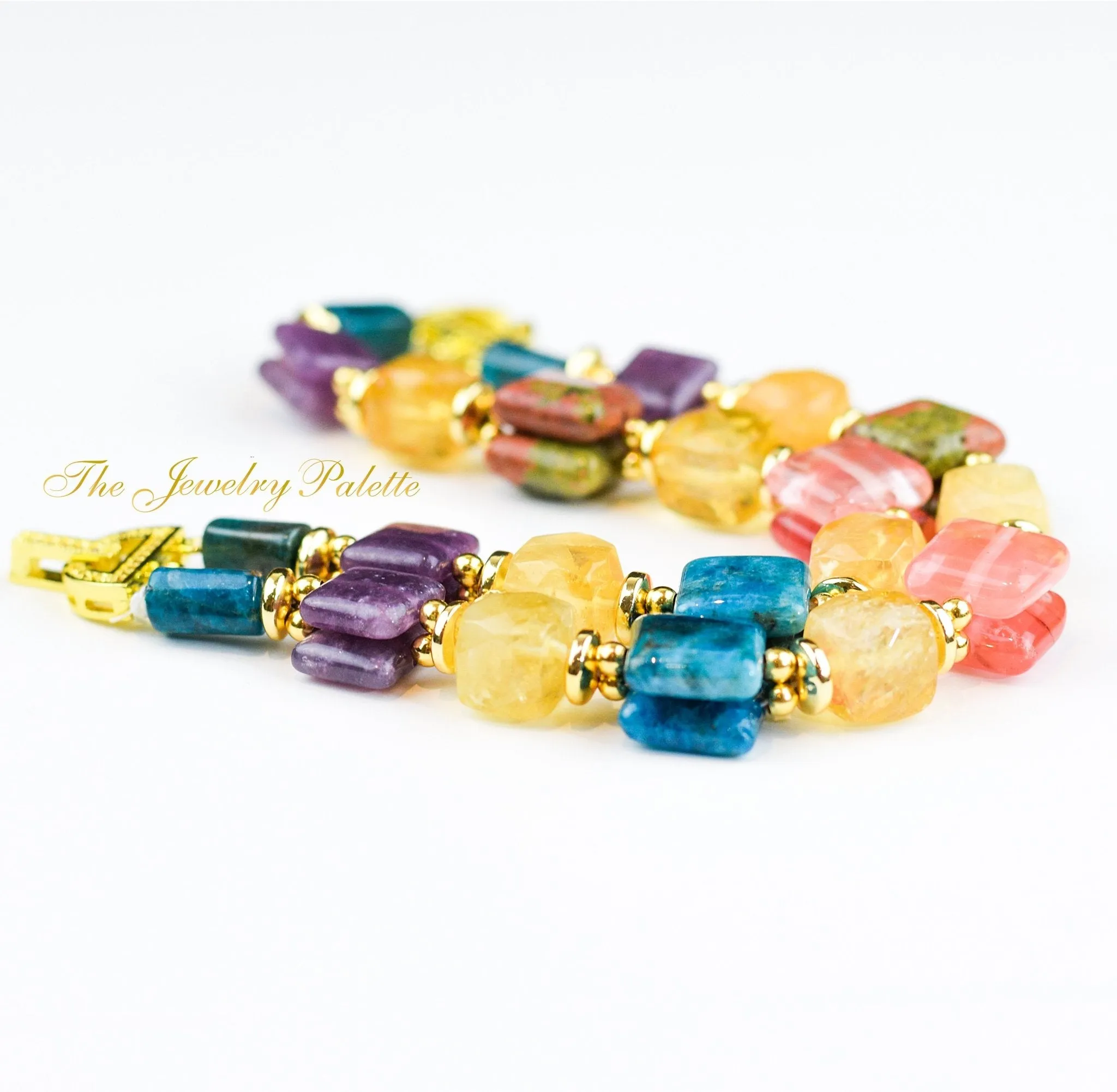 Cora citrine and multi gemstone two-tier bracelet