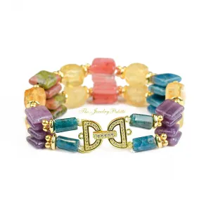 Cora citrine and multi gemstone two-tier bracelet