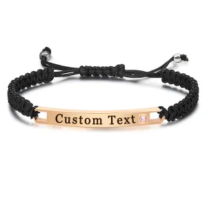 Custom Bracelets Engraved Personalized  Cuff Bangle for Women Girls Braided Rope