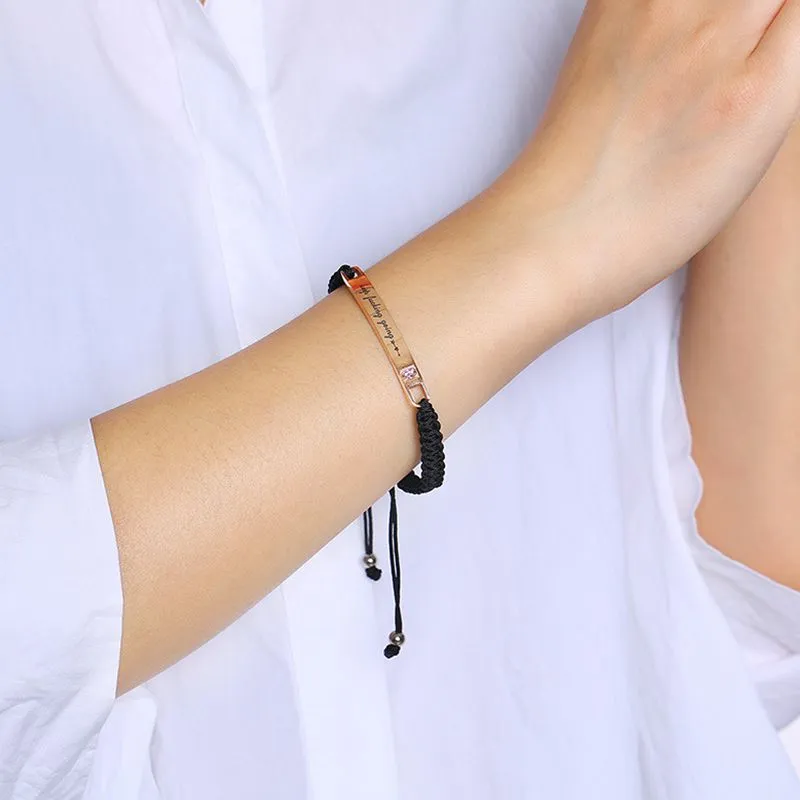 Custom Couple Bracelets, Engraved Personalized Couples Bracelets for Him Her-Rose Gold