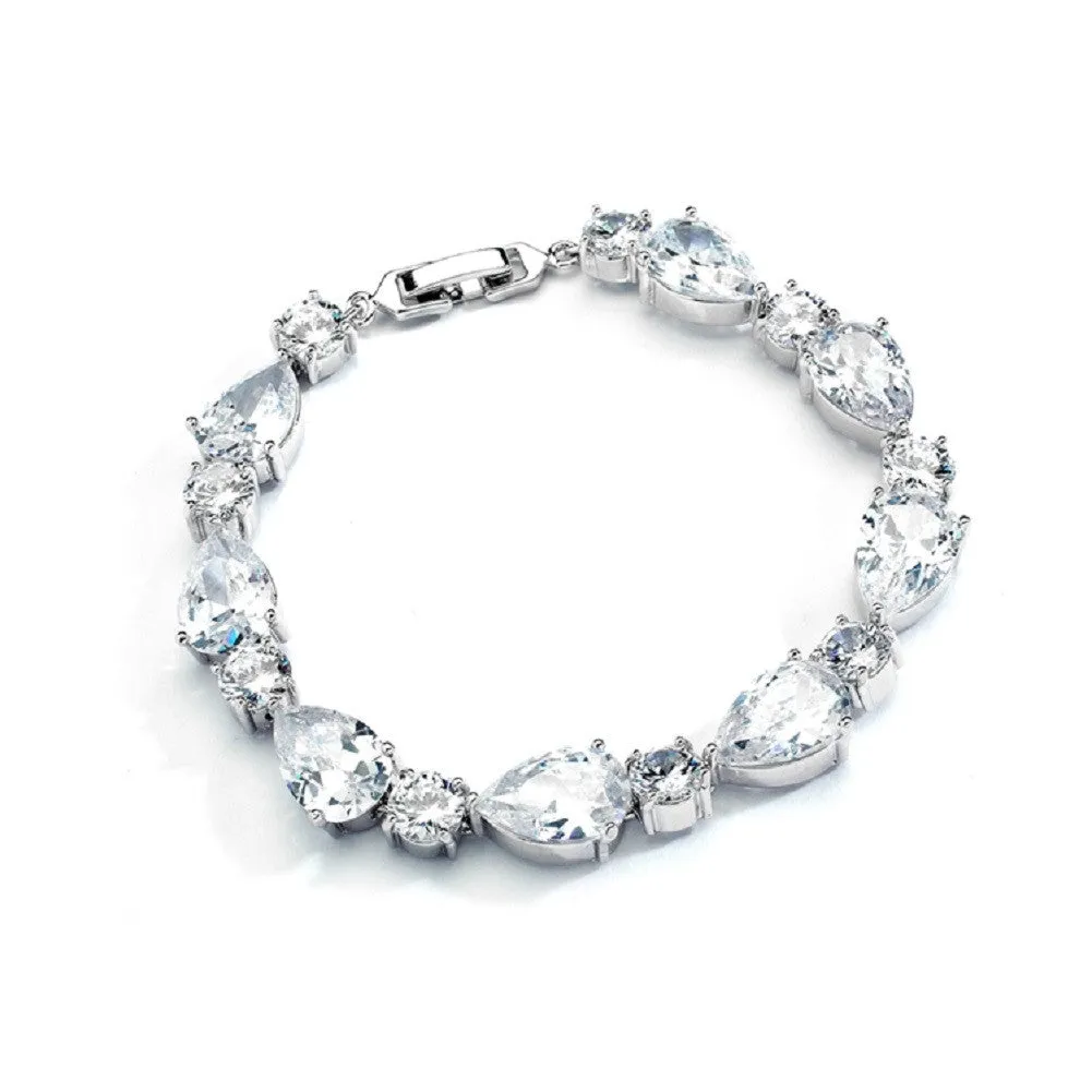 CZ Pears and Rounds Bridal or Bridesmaids Bracelet