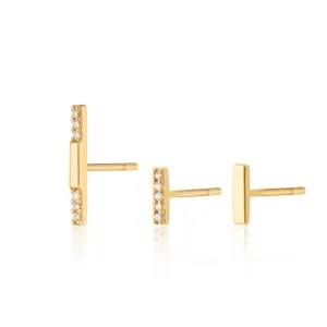 Dash Set Of 3 Stud Earrings - Gold - SPG-35-236-247
