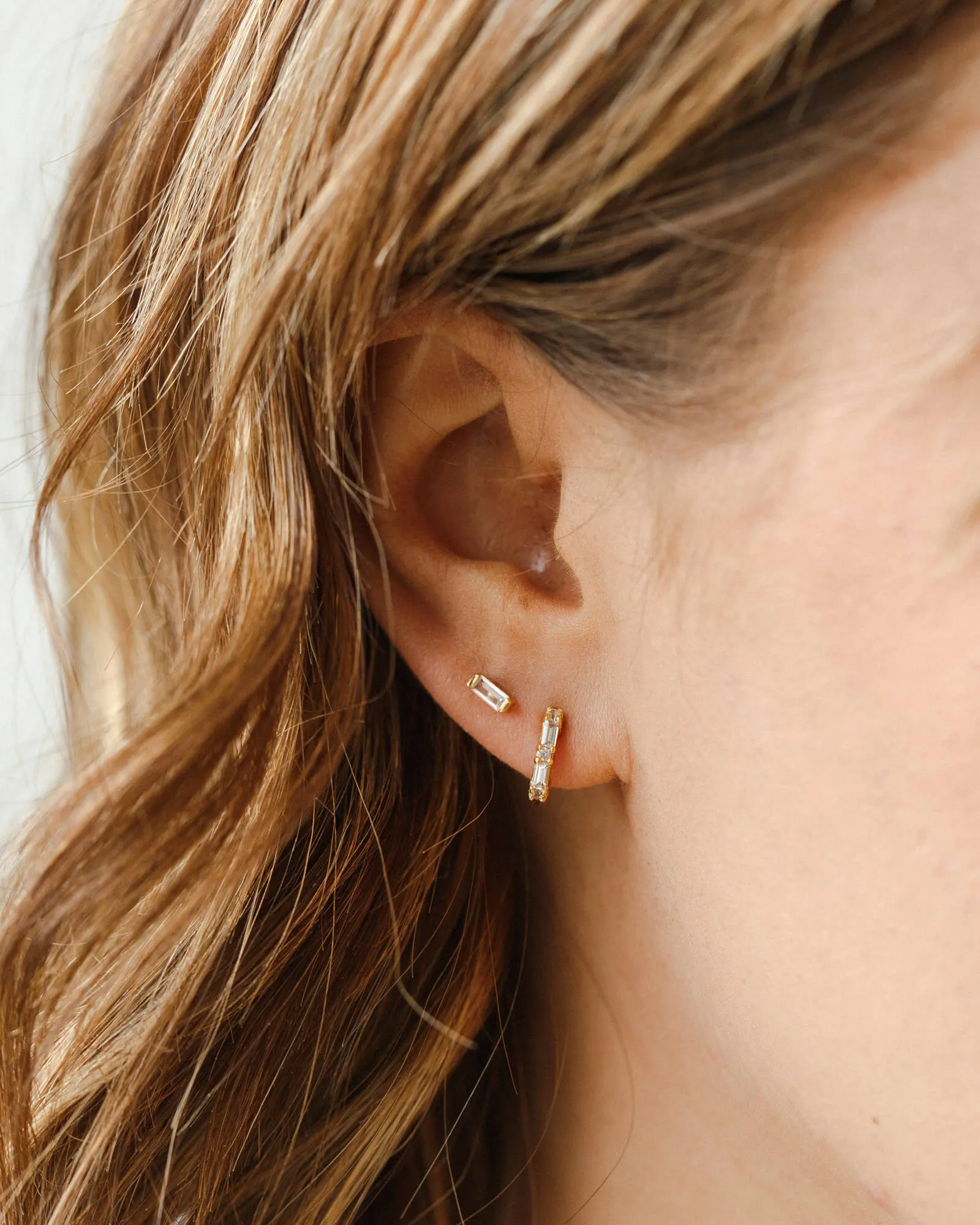 Deco White Sapphire Studs