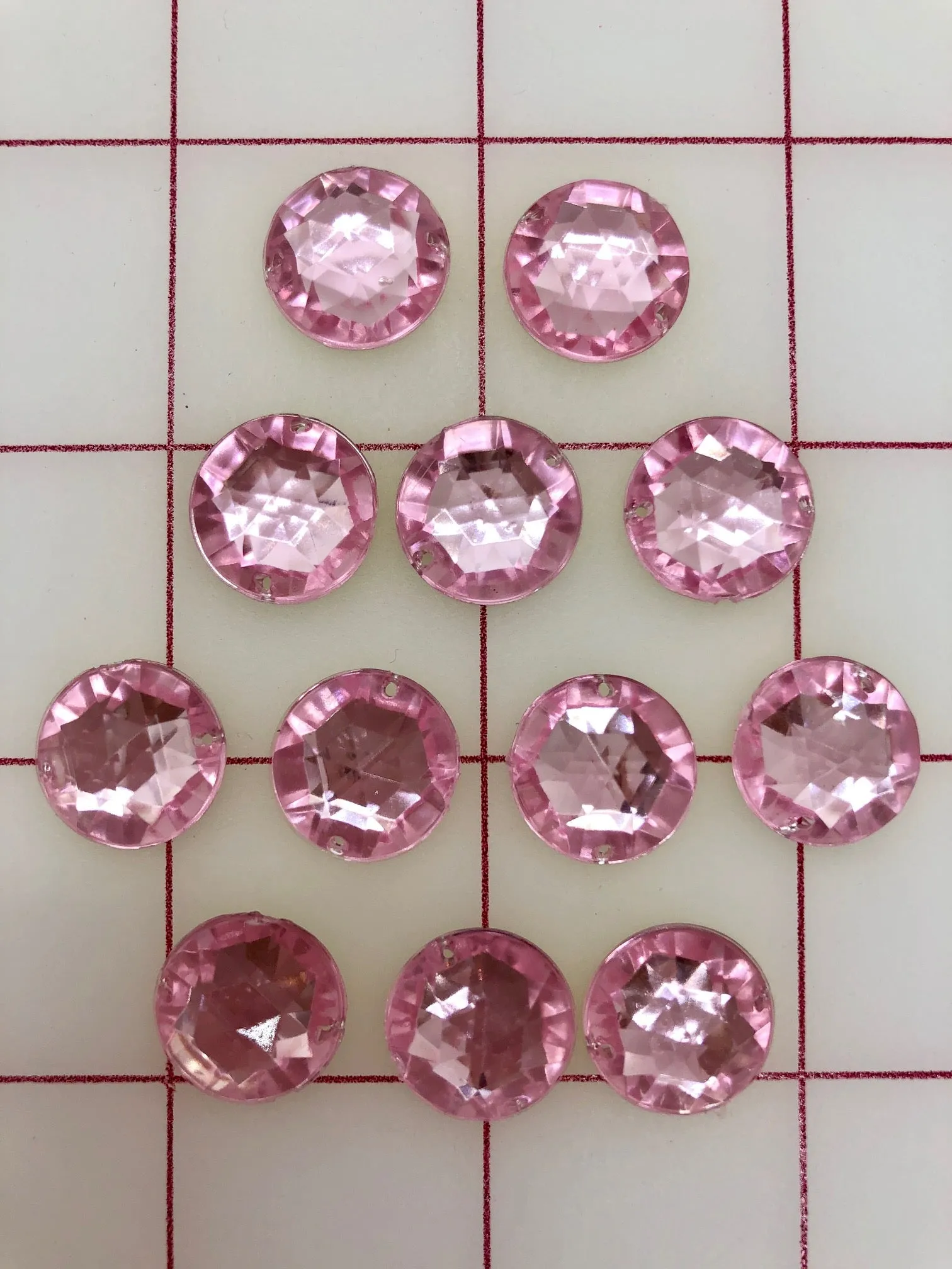 Decorative Gems - Acrylic Gems Light Rose Glue-Ons 1/2-inch 12-pack Close-Out