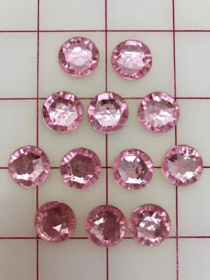 Decorative Gems - Acrylic Gems Light Rose Glue-Ons 1/2-inch 12-pack Close-Out